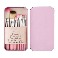 Mini Makeup Distributor Brush Kit brochas de maquillaje Cartoon Printing Iron Box Packaging 7 pieces Travel Makeup Brush Set