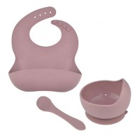 3-pack Baby Product Supplies Silicone Bib Spoon Bowl Baby Unbreakable Dinnerware Feeding Set Kingda